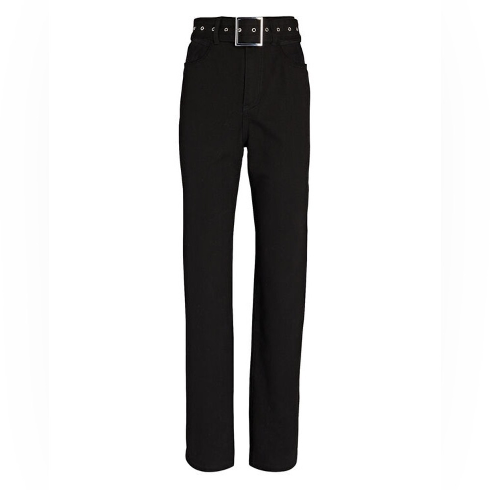 WEWOREWHAT Cut-Out Belted Straight-Leg Jeans in Black. NWT!